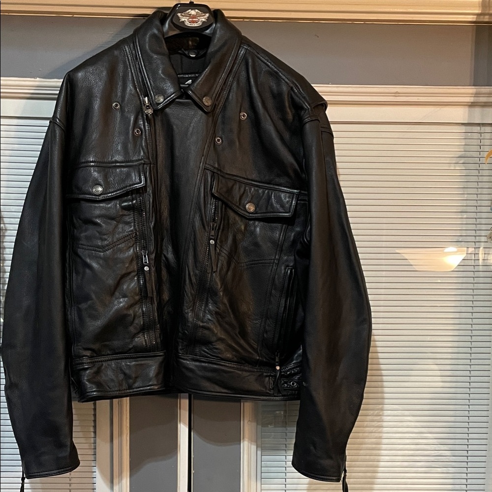 Harley-Davidson Black Leather Bomber Jacket with snap out lining